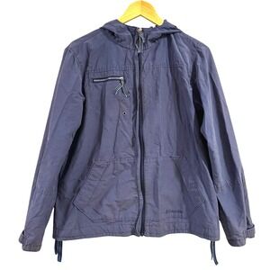 VTG! Columbia Packable Windbreaker Blue Full Zip Hooded Jacket L Gorpcore‎ 90s